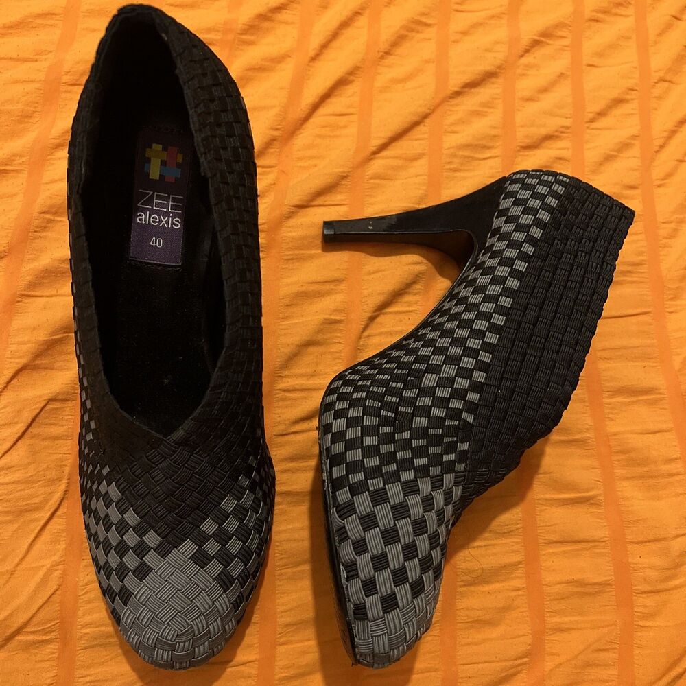 Zee Alexis Woven Booties Heels Cassandra Stretch Sz 40